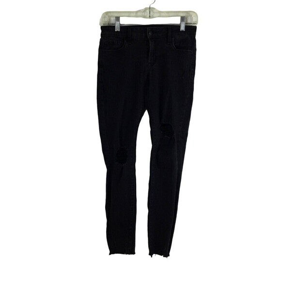 Old Navy Rockstar Super Skinny Ankle Distressed Black Denim Jeans Womens Size 2 - Picture 1 of 8